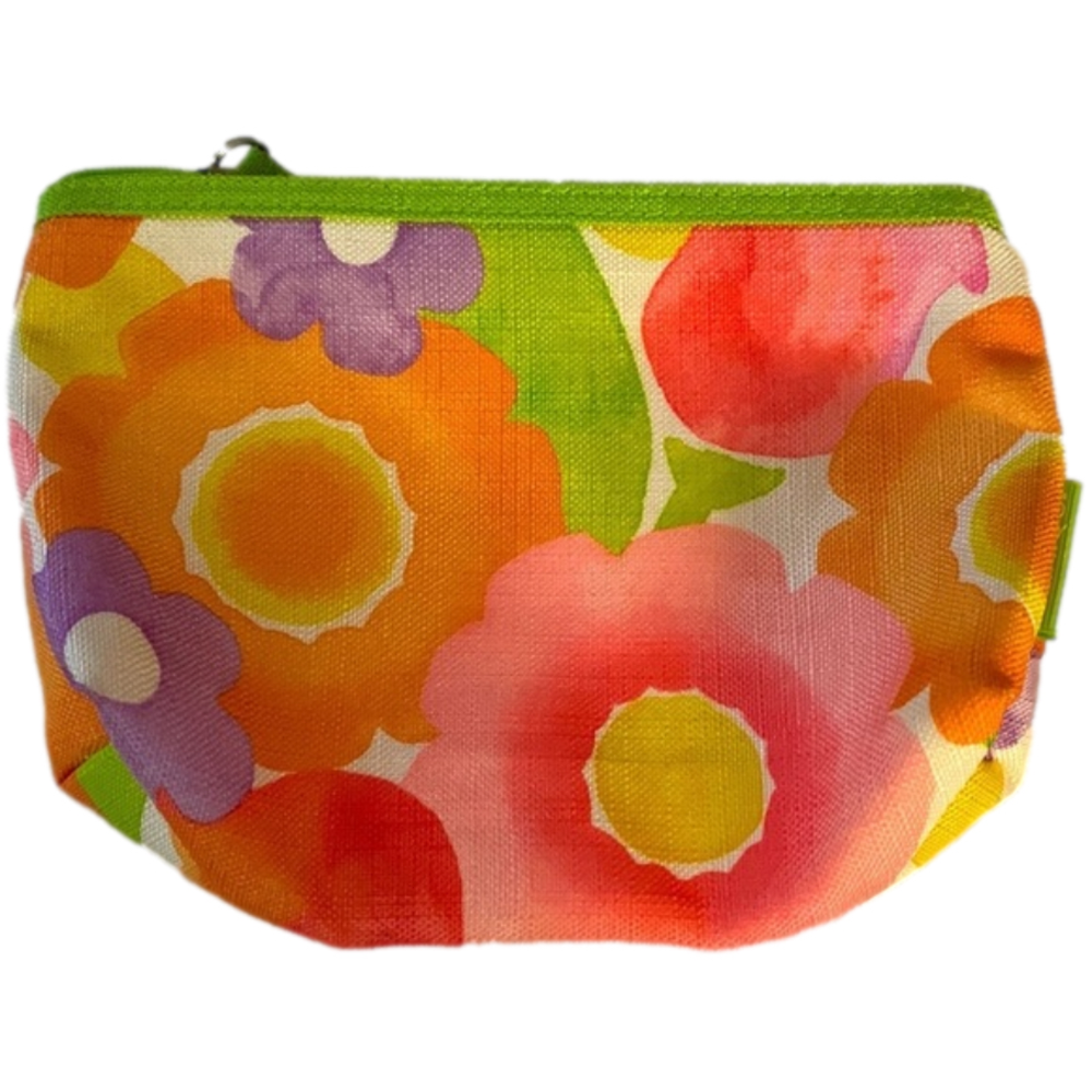 Clinique Pink Orange Green Floral Cosmetic Bag